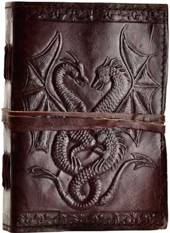Double Dragon leather w/ cord - Click Image to Close