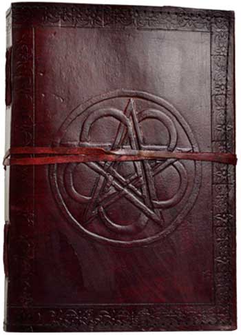 Pentagram leather w/ cord - Click Image to Close