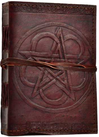 Pentagram leather w/ cord - Click Image to Close
