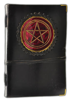 Pentagram leather w/ cord - Click Image to Close