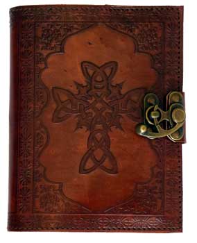 Celtic Cross leather w/ latch - Click Image to Close