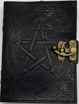 Black Pentagram leather w/ latch - Click Image to Close