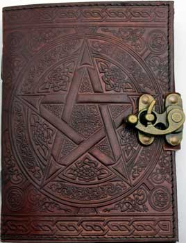 Brown Pentagram leather w/ latch - Click Image to Close