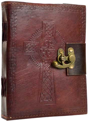 Celtic Cross leather w/ latch - Click Image to Close