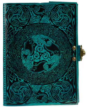 Celtic blue leather w/ latch - Click Image to Close