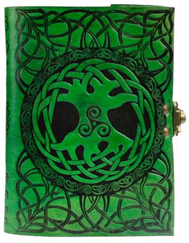 Tree of Life leather Green w/ latch - Click Image to Close