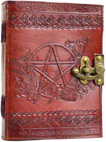 Pentagram leather w/ latch - Click Image to Close