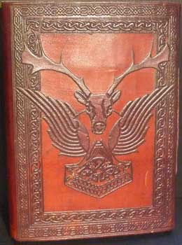 Stag/Thor Hammer leather blank book w/ latch - Click Image to Close