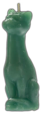 6"-7" Green Cat candle - Click Image to Close