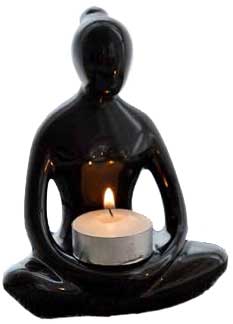 Black Yoga Lady tealight 5 1/2" - Click Image to Close