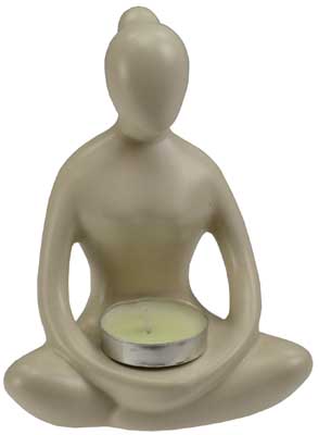 White Yoga Lady tealight - Click Image to Close