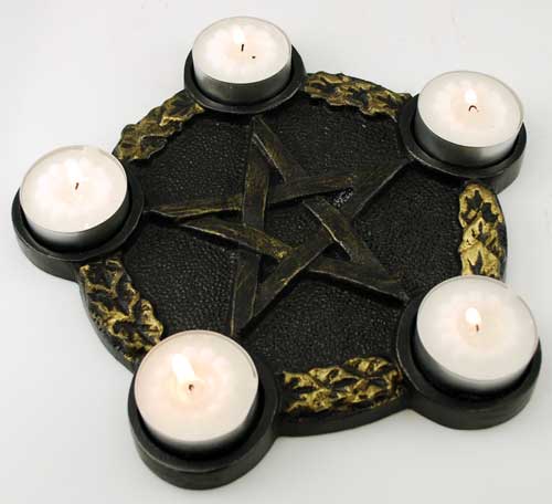 Pentagram Candle altar plate - Click Image to Close