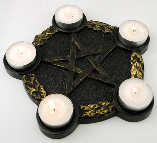 Pentagram Candle altar plate