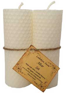 4 1/4" Altar set white Lailokens Awen candle - Click Image to Close