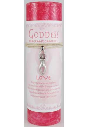 Love Pillar Candle with Goddess