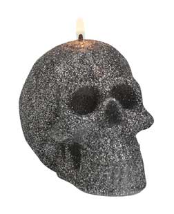 Charcoal Glitter Skull 3"