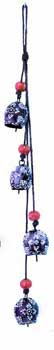 26" 4 Iron Painted Bell on a String with Glass Heads - Click Image to Close