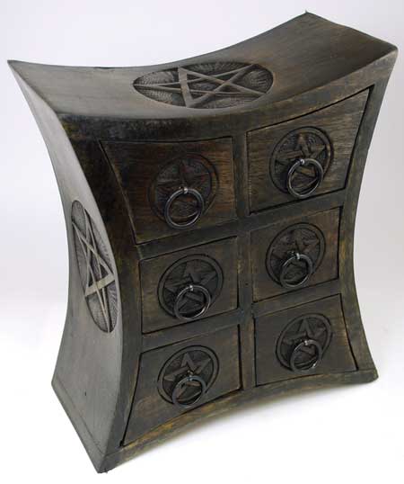 six drawer Pentagram Herb Cupboard - Click Image to Close