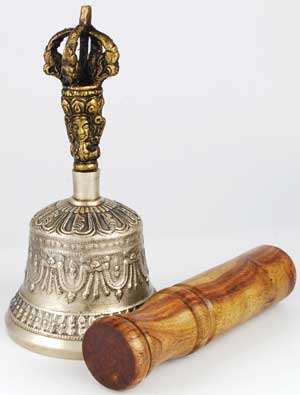 Bronze Tibetan Hand Bell & Puja - Click Image to Close
