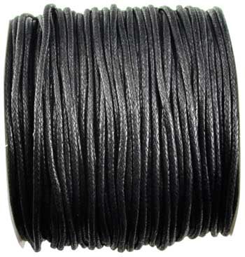 Black Waxed Cotton 2mm 100 meters - Click Image to Close