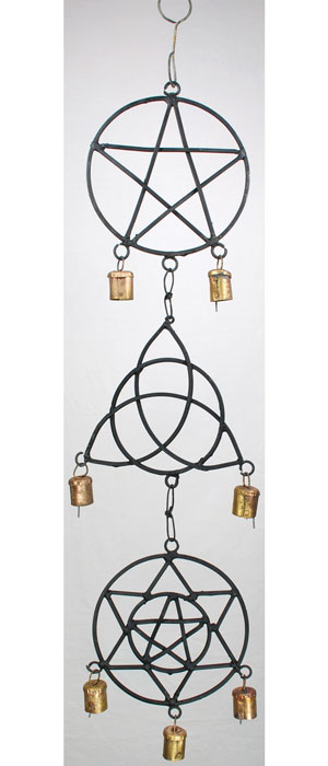 Pentagram, Triquetra, Solomon's Seal wind chime 5" - Click Image to Close