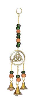 Triquetra W/ green beads wind chime