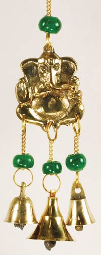 Three Bell Ganesh wind chime - Click Image to Close