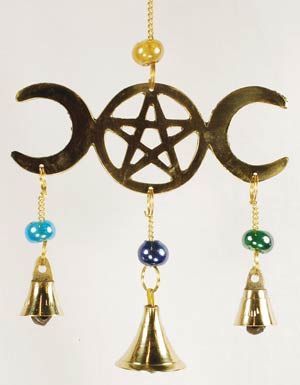 Three Bell Triple Moon wind chime - Click Image to Close