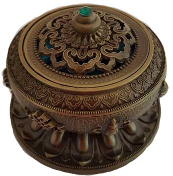 Lotus brass incense burner - Click Image to Close