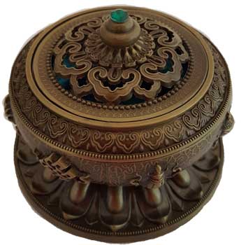 Lotus brass incense burner