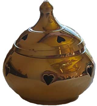 3" Heart brass cone and Resin incense burner