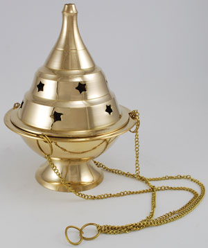 Medium Hanging Brass Censer - Click Image to Close