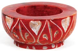 Red Stone tealight/cone burner - Click Image to Close
