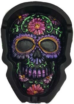 Purple Metallic Skull Ashtray - Click Image to Close