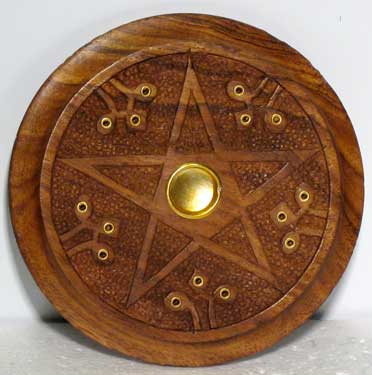 Wooden Pentagram burner - Click Image to Close