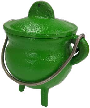 3" Green cast iron cauldron - Click Image to Close