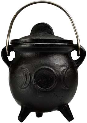 3" Triple Moon cauldron w/ lid