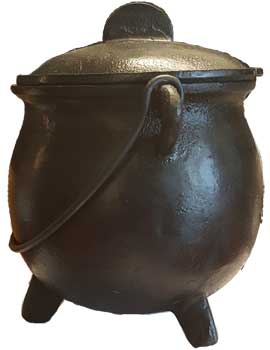 8" cast iron cauldron w/ lid - Click Image to Close