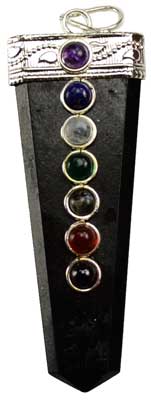 Black Tourmaline 7 Chakra Pencil - Click Image to Close