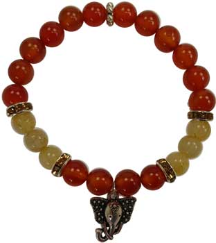 8mm Carnelian/ Rutilated Ganesha - Click Image to Close