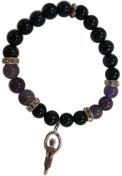 8mm Purple Goldstone/ Amethyst with Goddess - Click Image to Close