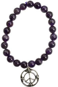 Amethyst Peace Sign silver - Click Image to Close