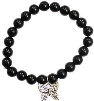 Black Obsidian Hope Butterfly silver - Click Image to Close