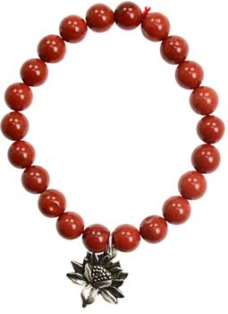 Red Jasper Promise Lotus Flower silver - Click Image to Close