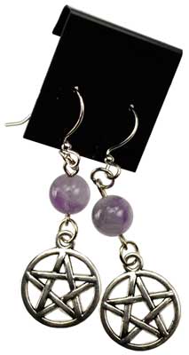 Amethyst Pentagram earrings - Click Image to Close