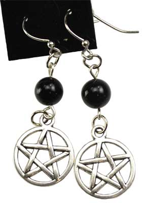 Black Onyx Pentagram earrings - Click Image to Close