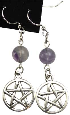 Fluorite Pentagram earrings - Click Image to Close