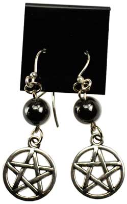 Hematite Pentagram earrings - Click Image to Close