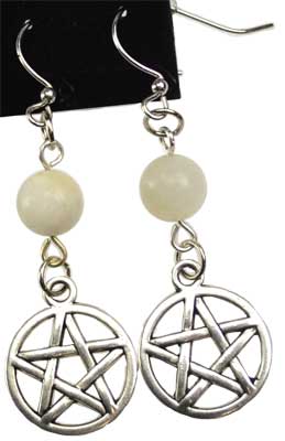 Moonstone Pentagram earrings - Click Image to Close
