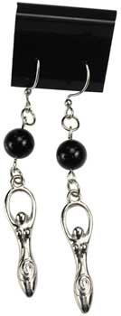 Black Onyx Goddess earrings - Click Image to Close